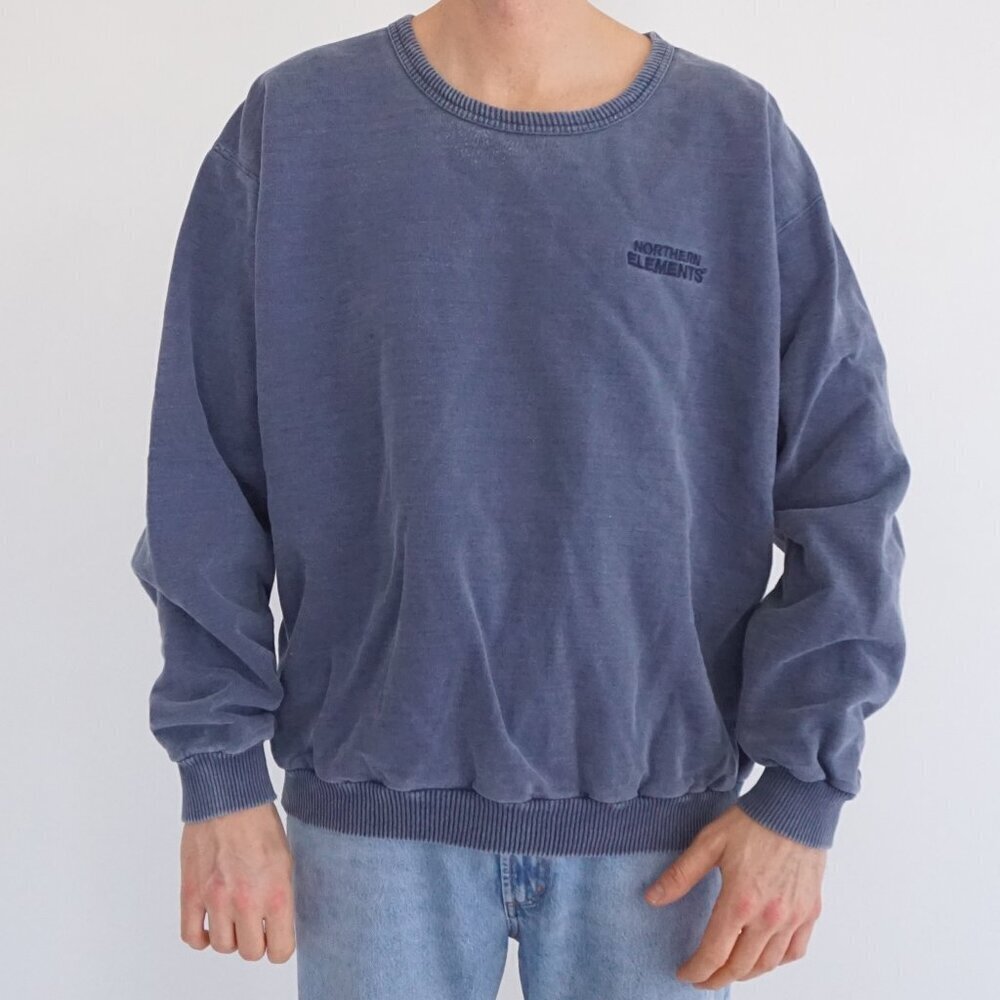 Vintage Northern Element Blue Faded Minimal Logo Crewneck Sweatshirt Large